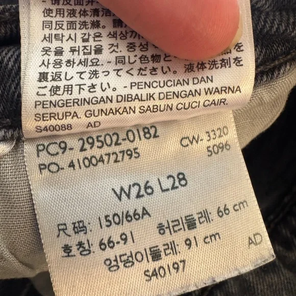 Levi's Premium 501 Washed Black Button Fly Distressed Skinny Jeans 26/28 - Picture 14 of 15